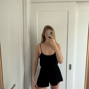 Black Terry Cloth Romper One-Piece Suit Size S